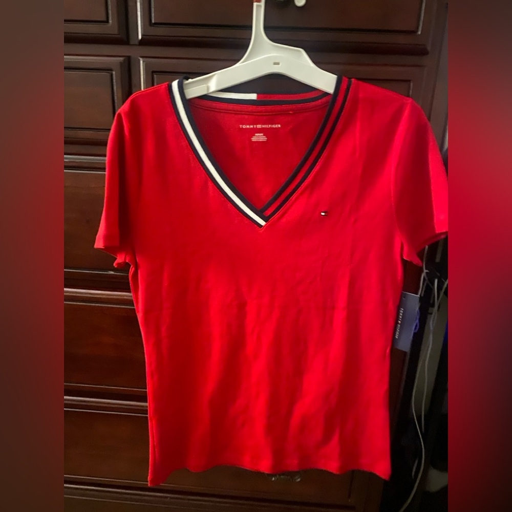 Tommy Hilfiger Red V-Neck T-Shirt